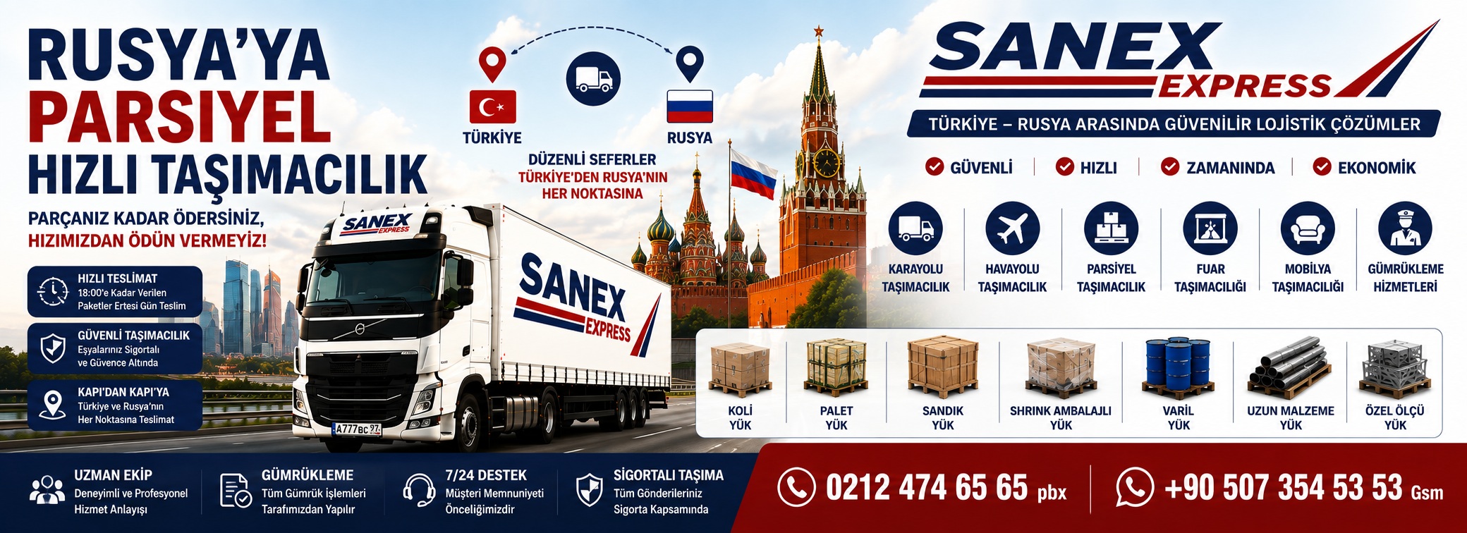 Rusya'ya hızlı parsiyel kargo taşımacılık